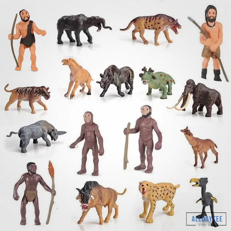 Alldaytee - Featured Product - 17Pcs Simulation Prehistoric Savage Life Action Figures Primitive Human Evolution Animals Model Figurine Education Kid Toy Gifts Alx
