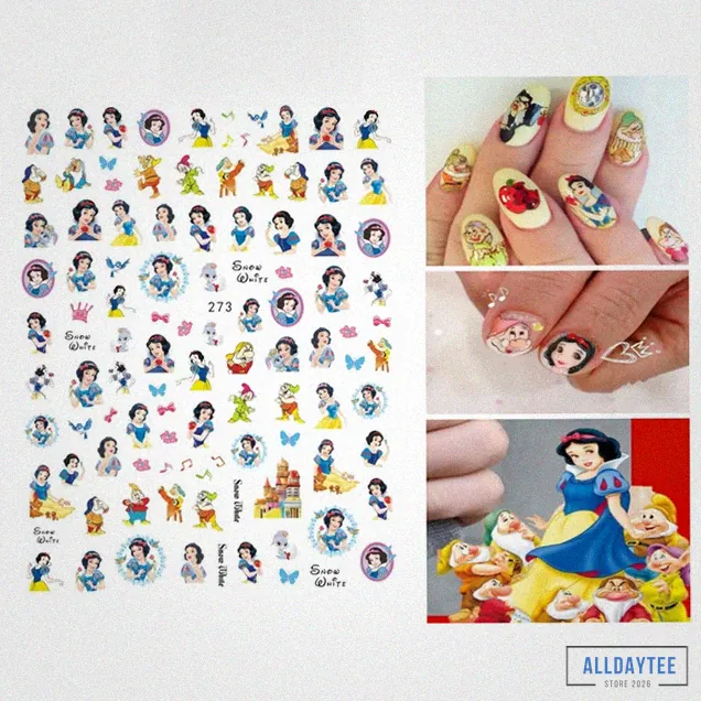 Alldaytee - Featured Product - 1Pcs Disney Cartoon Anime Collection Star Design Nail Sticker Mickey Mouse Donald Duck Lion King Mermaid Stitch Nail Slider Alx