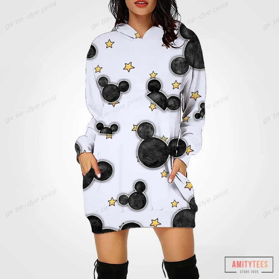 Amitytees - Comfortable Long Sleeve - Disney Women'S Sweater Dress Long Hooded Hooded Dress Fall Anime Long Sleeve Pullover Fashion Cartoon Women'S Sweater Dress Alx