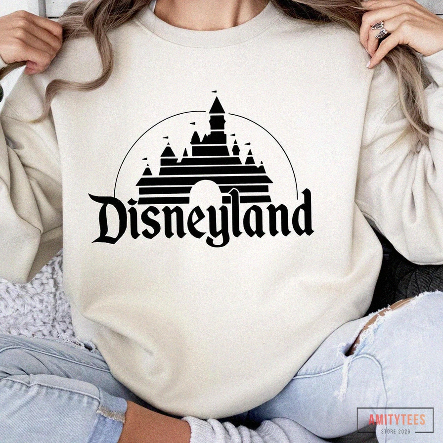Amitytees - Fleece Sweatshirt - Retro Disneyland Sweatshirt - Disney Sweatshirt - Vintage Walt Disney Sweatshirt - Retro Disney Castle Sweatshirt - Mickey And Friends Sweatshirt
