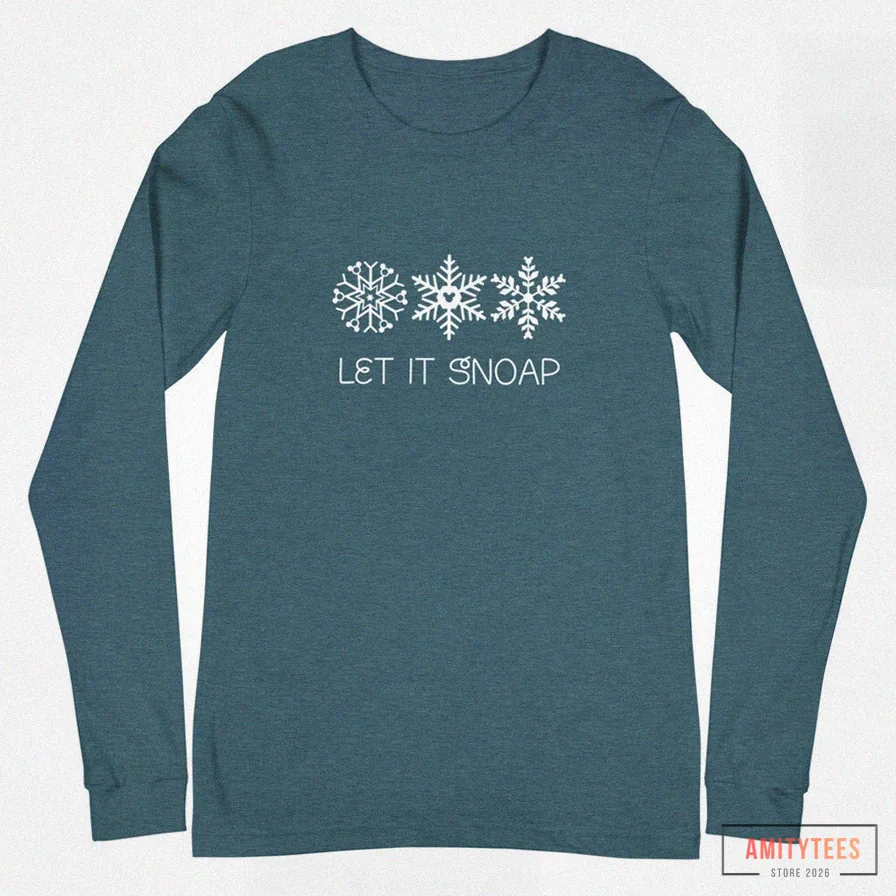 Amitytees - Printed Long Sleeve Shirt - Let It Snoap Unisex Long Sleeve Tee | Disney Christmas Shirt | Disney World Christmas | Disneyland Christmas | Disney Long Sleeve Shirt
