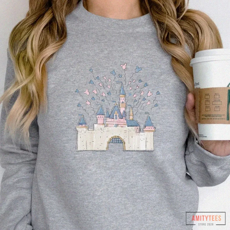 Amitytees - Fleece Sweatshirt - Disney Castle Sweatshirt - Disney Family Sweatshirt - Castle Sweatshirt - Disney Castle Sweatshirt - Family Sweatshirt