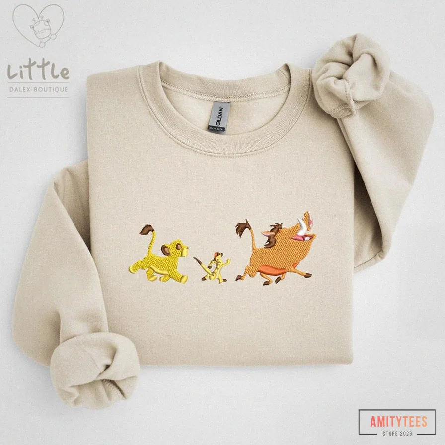 Amitytees - Fleece Sweatshirt - Lion King Inspired Embroidered Sweatshirt - Simba Sweatshirt - Sweatshirt - Disney Inspired - Adult Disn Sweatshirt - Kids Disney Sweatshirt