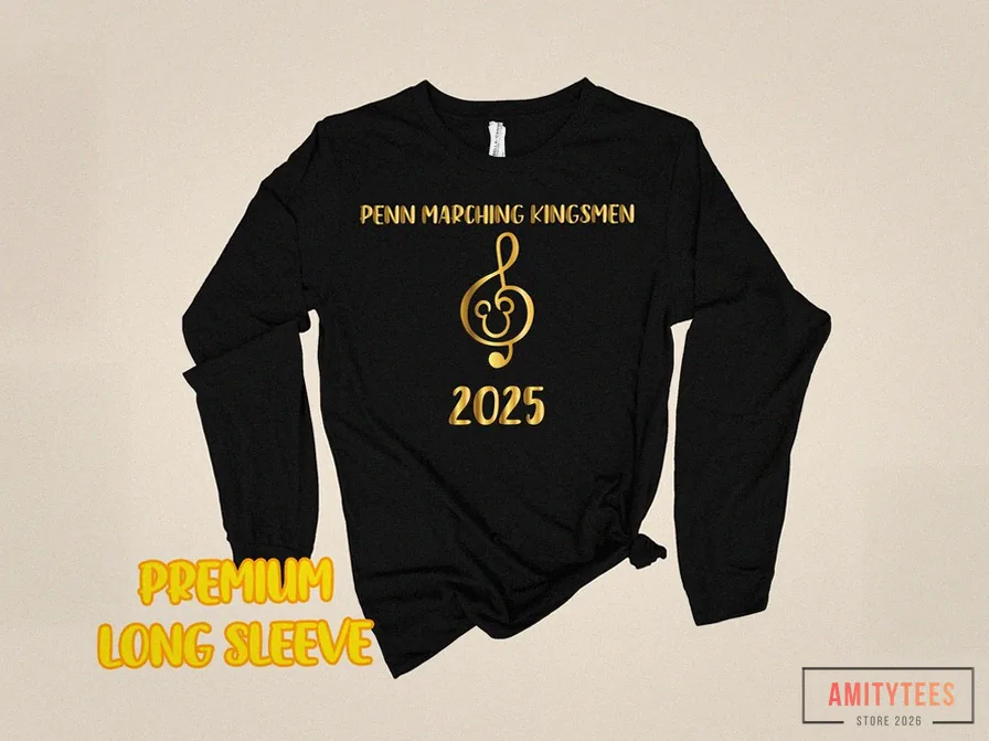 Amitytees - Comfortable Long Sleeve - Custom Marching Band Or Name Of School Premium Long Sleeve Shirts - Disney Mickey Music Note Shirts - Long Sleeve Adult And Youth Sizes Shirts