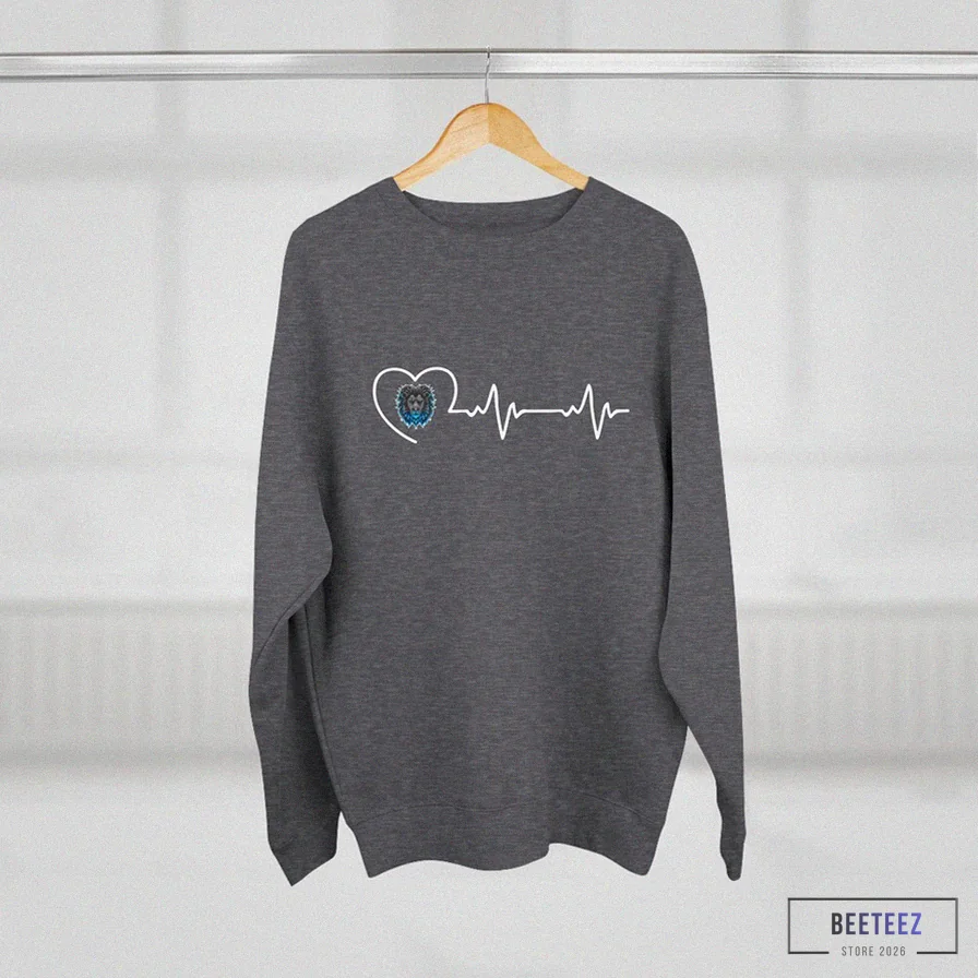 Beeteez - Fleece Sweatshirt - Detroit Lions Grit Heartbeat Premium Crewneck Sweatshirt