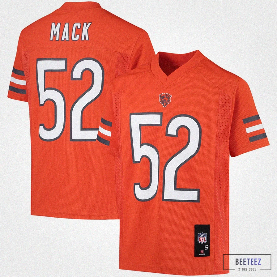 Beeteez - Custom Name Jersey - Youth Chicago Bears Khalil Mack Orange Replica Player Jersey