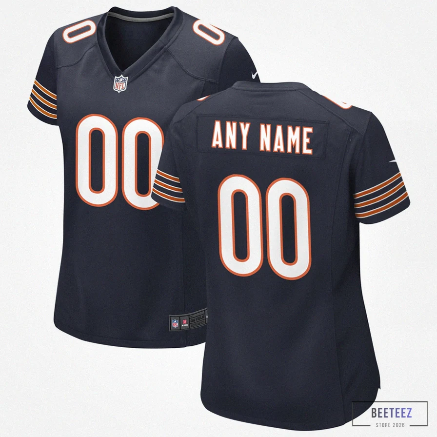 Beeteez - Custom Name Jersey - Women'S Navy Chicago Bears Custom Game Jersey