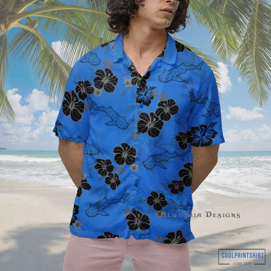Coolprintshirt - Printed T - Shirt - Whale Shark Shark Hawaiian Shirt - Whale Shark Shirt Short - Sleeve Button Down Shirt Gift For Ocean Life Lover Sea Life T - Shirt