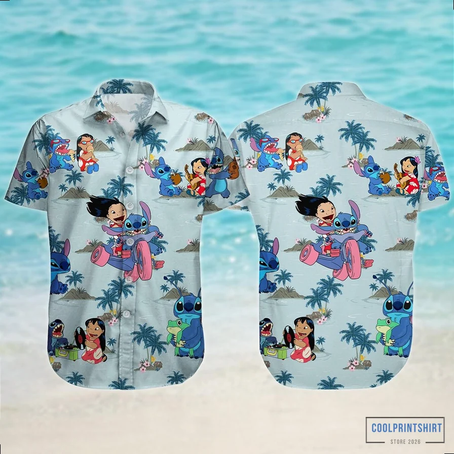Coolprintshirt - Printed T - Shirt - Stitch Button Shirt - Lilo And Stitch Shirt - Disney Trip Hawaiian Shirt - Magic Kingdom Shirt - Summer Vacation Beach Shirt - Gift For Fan