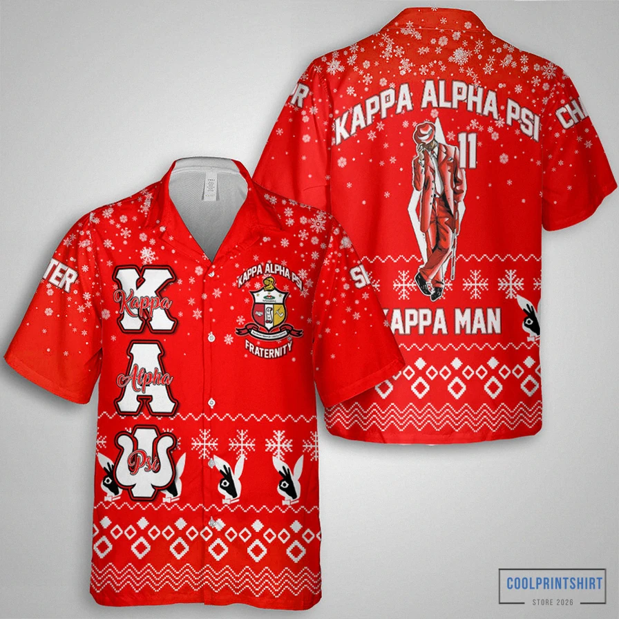 Coolprintshirt - Graphic Tee - Personalized Kappa Alpha Psi Christmas Crimson 2 Hawaiian Shirts Kap Man Diamond Style
