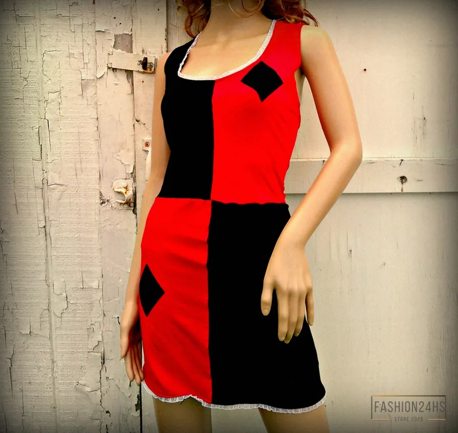 Fashion24Hs - Graphic Tee - Harley Q Halloween Your Choice Length Dress Costume Cosplay Arkham Shirt