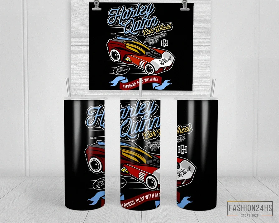 Fashion24Hs - Insulated Tumbler Cup - Harley Quinn Car Wheel Double Insulated Stainless Steel Tumbler