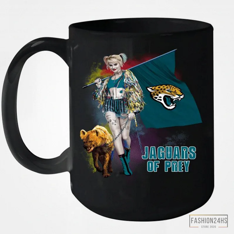 Fashion24Hs - Funny Coffee Mug - Harley Quinn Flag Jacksonville Jaguars Of Prey Ceramic Mug 15Oz