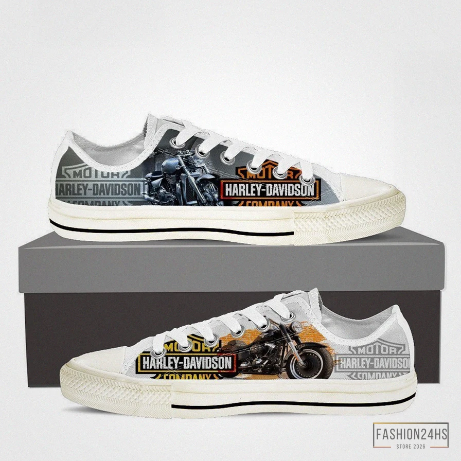 Fashion24Hs - Custom Sneakers - Harley Davidson Mens Low Cut Sneakers Cut