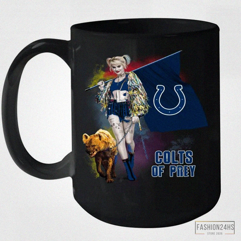 Fashion24Hs - Funny Coffee Mug - Harley Quinn Flag Indianapolis Colts Of Prey Ceramic Mug 15Oz