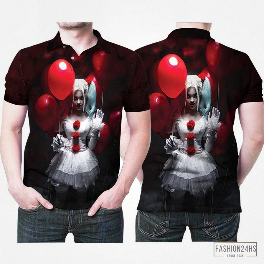 Fashion24Hs - Printed T - Shirt - It Harley Quinn Halloween Scary 3D Printed Gift For Harley Quinn Fan Polo Shirt