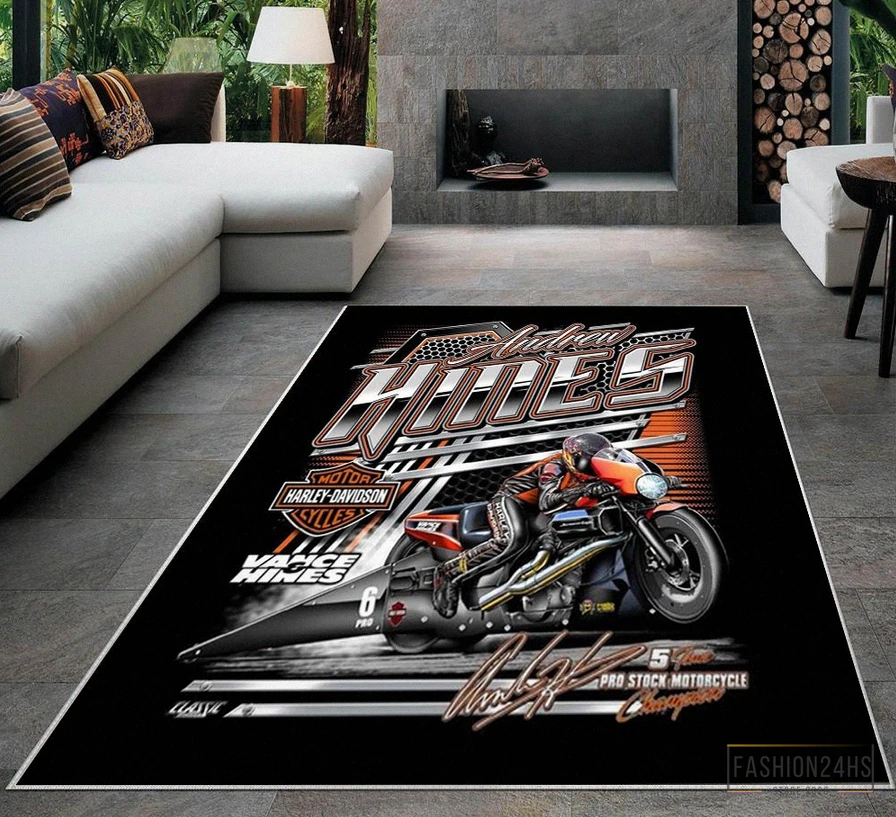 Fashion24Hs - Printed T - Shirt - Harley Rug - Garage Room Carpet - Harley Fans Rug - Harley Davidson Rug - Teens Room Rug - Living Room Rug - Custom Rug - Game Room Rug Version 37