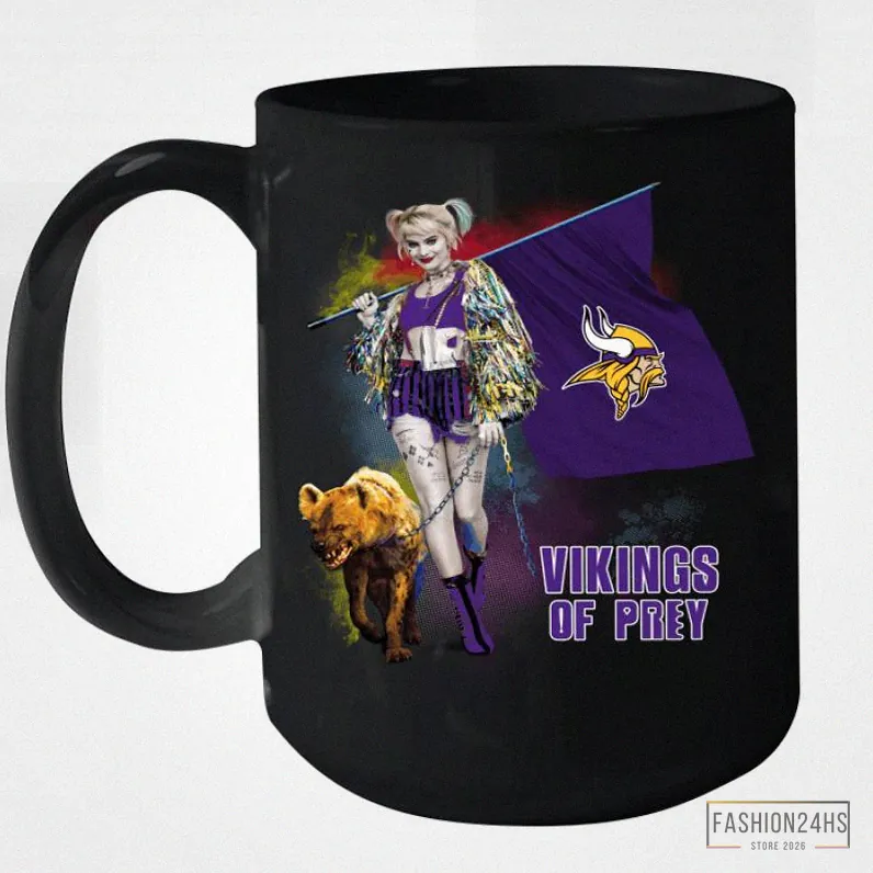 Fashion24Hs - Funny Coffee Mug - Harley Quinn Flag Minnesota Vikings Of Prey Ceramic Mug 15Oz