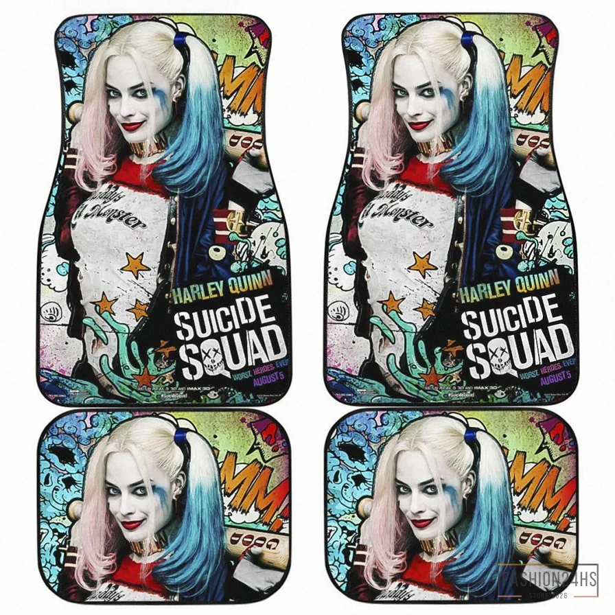 Fashion24Hs - Wall Art Poster - Harley Quinn Car Mats Dc Harley Quinn Suicide Squad Look Poster Car Floor Mats Colorful