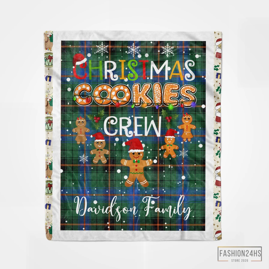 Fashion24Hs - Soft Fleece Blanket - Personalized Gift Tartan Plaid Blanket Clan Davidson Ancient With Christmas Cookie Baking Crew Christmas Gift Fleece Blanket