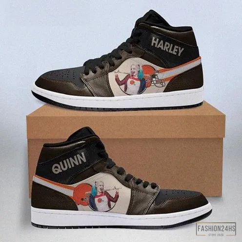 Fashion24Hs - Custom Sneakers - Harley Quinn Cleveland Browns Jordan Sneakers High Top Shoes Air Jordan High Sneakers Sport Sneakers