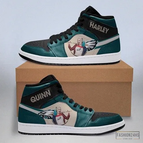Fashion24Hs - Custom Sneakers - Harley Quinn Philadelphia Eagles Jordan Sneakers High Top Shoes Air Jordan High Sneakers Sport Sneakers