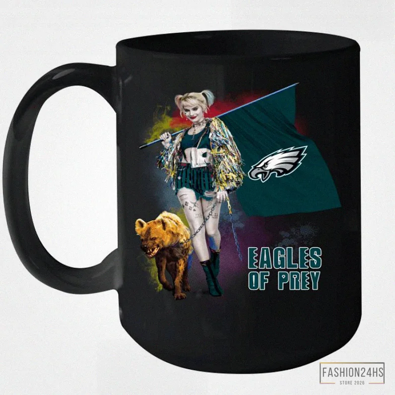 Fashion24Hs - Funny Coffee Mug - Harley Quinn Flag Philadelphia Eagles Of Prey Ceramic Mug 15Oz