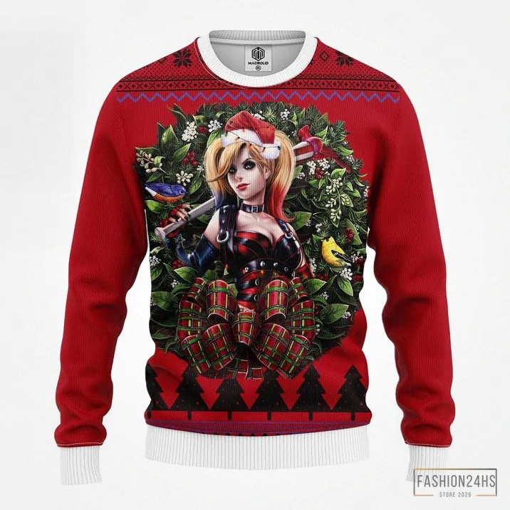 Fashion24Hs - Featured Product - Harley Quinn Arkham Noel Mc Ugly Christmas Sweater Thanksgiving Gift