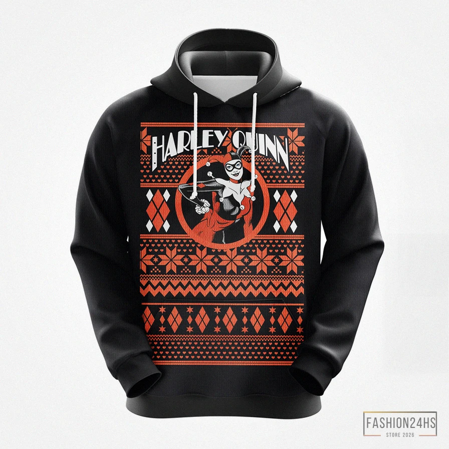 Fashion24Hs - Custom Hoodie - Harley Quinn 2 Christmas Christmas Cute Noel Mc Ugly Hoodie - Amazing Gift Idea - Thanksgiving Gift