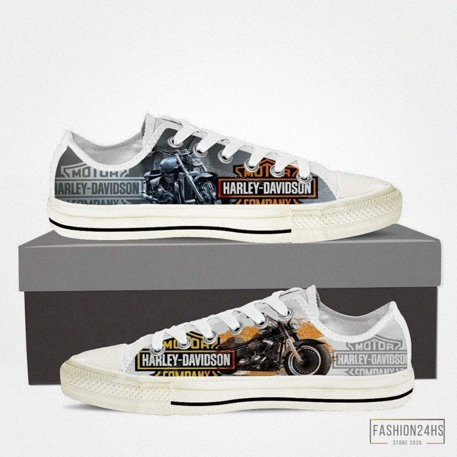 Fashion24Hs - Custom Sneakers - Harley Davidson Low Top Sneakers Shoes For Men
