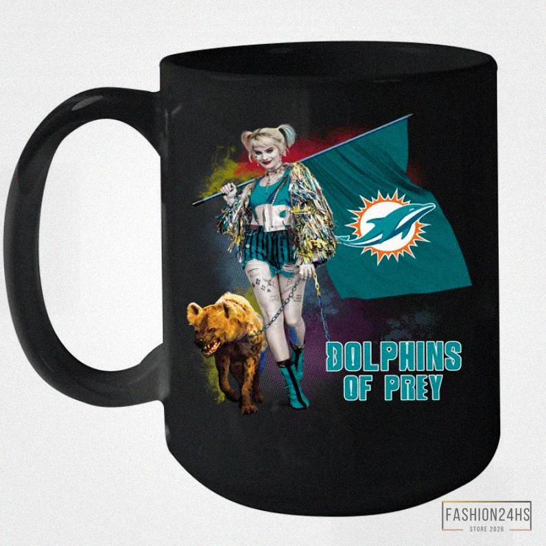 Fashion24Hs - Funny Coffee Mug - Harley Quinn Flag Miami Dolphins Of Prey Ceramic Mug 15Oz