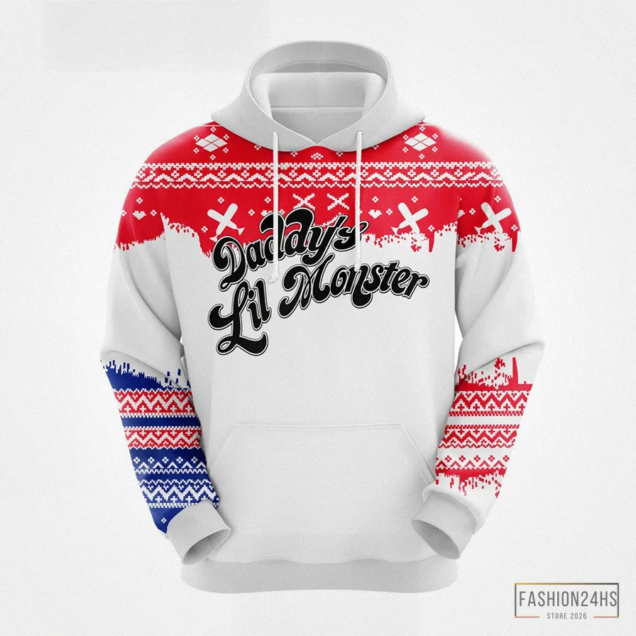 Fashion24Hs - Custom Hoodie - Harley Quinn Daddy'S Lil Monster Christmas Cute Noel Mc Ugly Hoodie Amazing Gift Idea Thanksgiving Gift