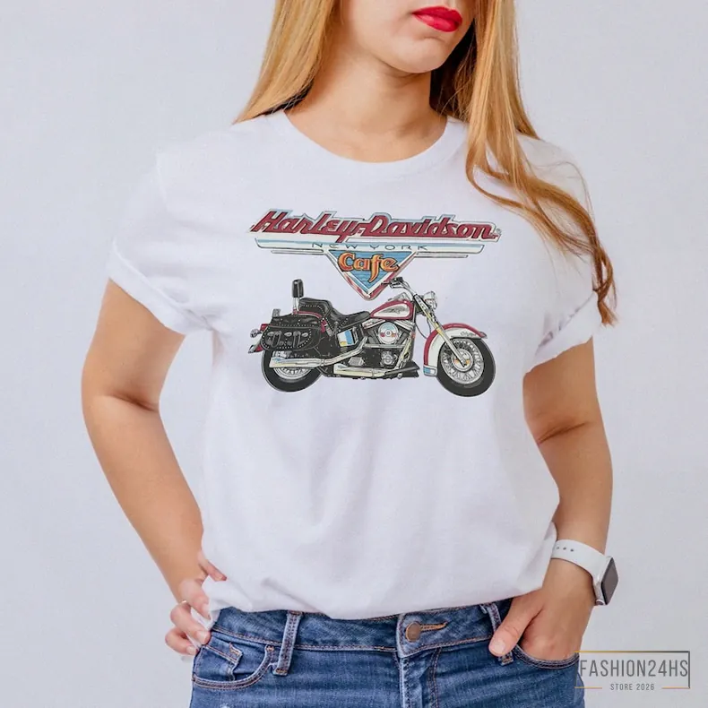 Fashion24Hs - Printed T - Shirt - Harley Davidson Shirt - Motorcycle Shirt - Harley New York Cafe Shirt - Bike Shirt - Gift For Biker - Motorcycle Gift - Motorcycle Harley Club