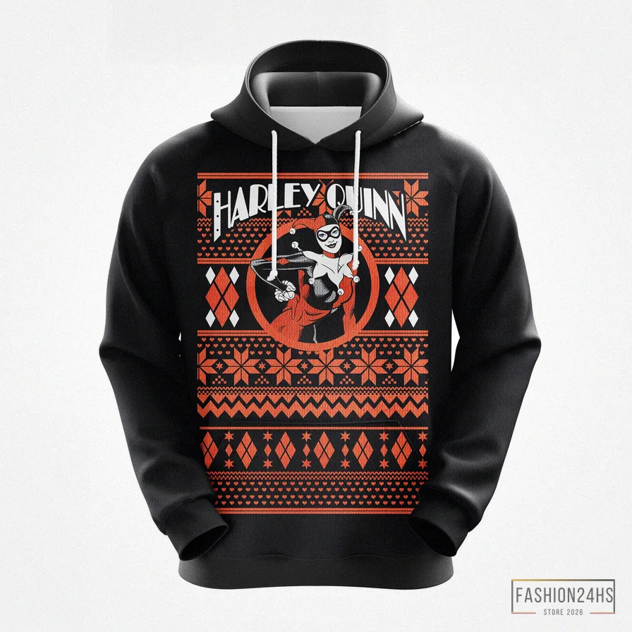 Fashion24Hs - Custom Hoodie - Harley Quinn 2 Christmas Christmas Cute Noel Mc Ugly Hoodie Amazing Gift Idea Thanksgiving Gift