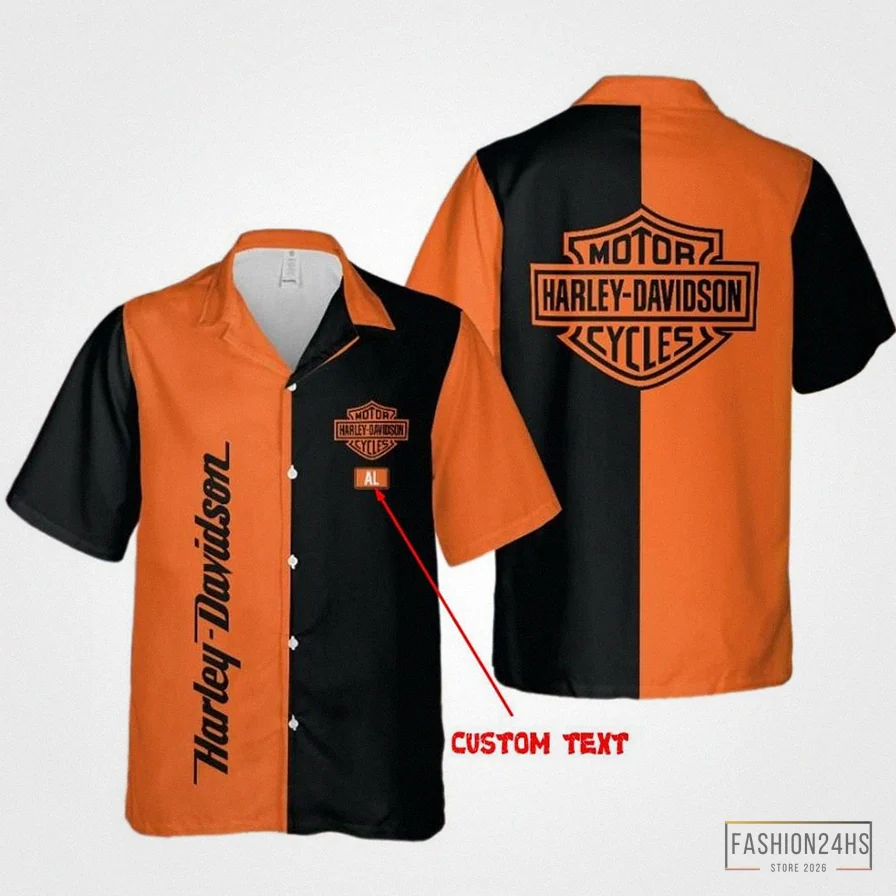 Fashion24Hs - Graphic Tee - Harler Davidson Hawaiian Shirt - Hawaii Shirt - Motorbike Shirt - Motorbike Hawaiian Shirt