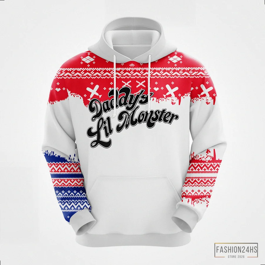 Fashion24Hs - Custom Hoodie - Harley Quinn Daddy'S Lil Monster Christmas Cute Noel Mc Ugly Hoodie - Amazing Gift Idea - Thanksgiving Gift