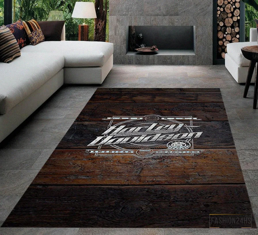 Fashion24Hs - Printed T - Shirt - Harley Rug - Garage Room Carpet - Harley Fans Rug - Harley Davidson Rug - Teens Room Rug - Living Room Rug - Custom Rug - Game Room Rug Version 27