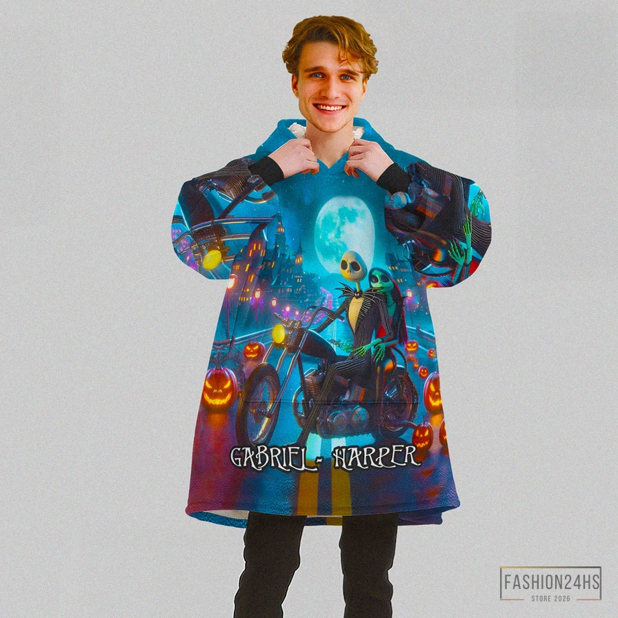 Fashion24Hs - Warm Blanket - Personalized Snug Oversized Sherpa Wearable Harley Davidson The Night Before Christmas Halloween Hoodie Blanket