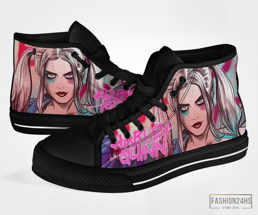 Fashion24Hs - Custom Sneakers - Harley Quinn Sneakers High Top Shoes Fan High Top Shoes Va95