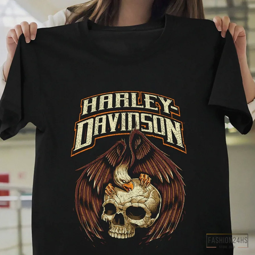Fashion24Hs - Printed T - Shirt - Hot! Harley - Davidson Eagle Skull Motorcycle Unisex T - Shirt S - 5 Motor Harley - Davidson Cycles Shirt Motorcycle Shirt Vintage Shirt