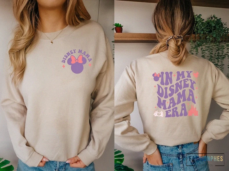 Fashionphes - Printed Crewneck - In My Disney Mama Era Shirt - Mickey Mom T - Shirt - Disney Mom Sweatshirt - Gift For Mommy - Disney Mama Hoodie - Disneyland Shirt