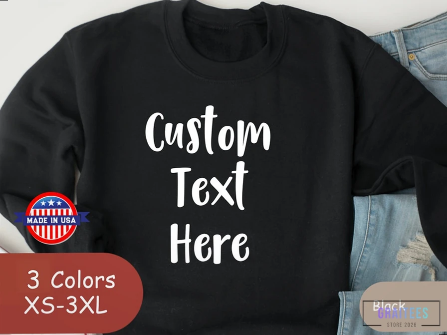 Graitees - Printed Crewneck - Custom Sweatshirt - Custom Sweatshirt - Personalised Sweatshirt - Sweatshirt - Custom Unisex Sweatshirt - Custom Printing Sweatshirt - Sweatshirt