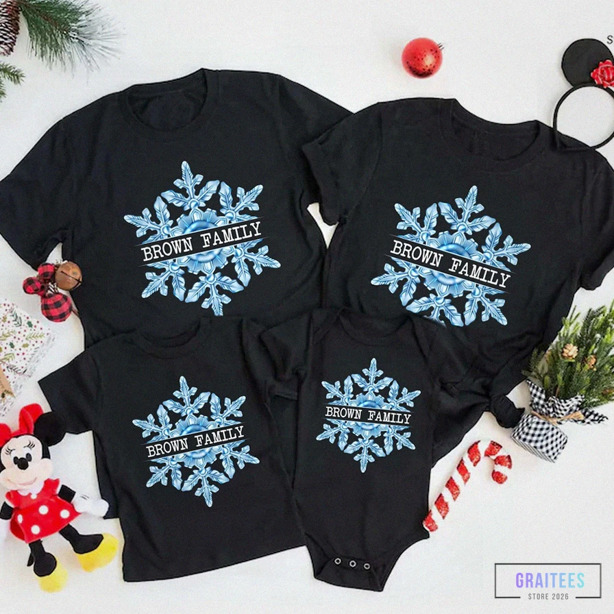 Graitees - Printed T - Shirt - Custom Snowflake Shirt - Personalized Snowflake Shirt - Custom Christmas Family Shirt - Personalized Winter Shirt - Matching Family Christmas