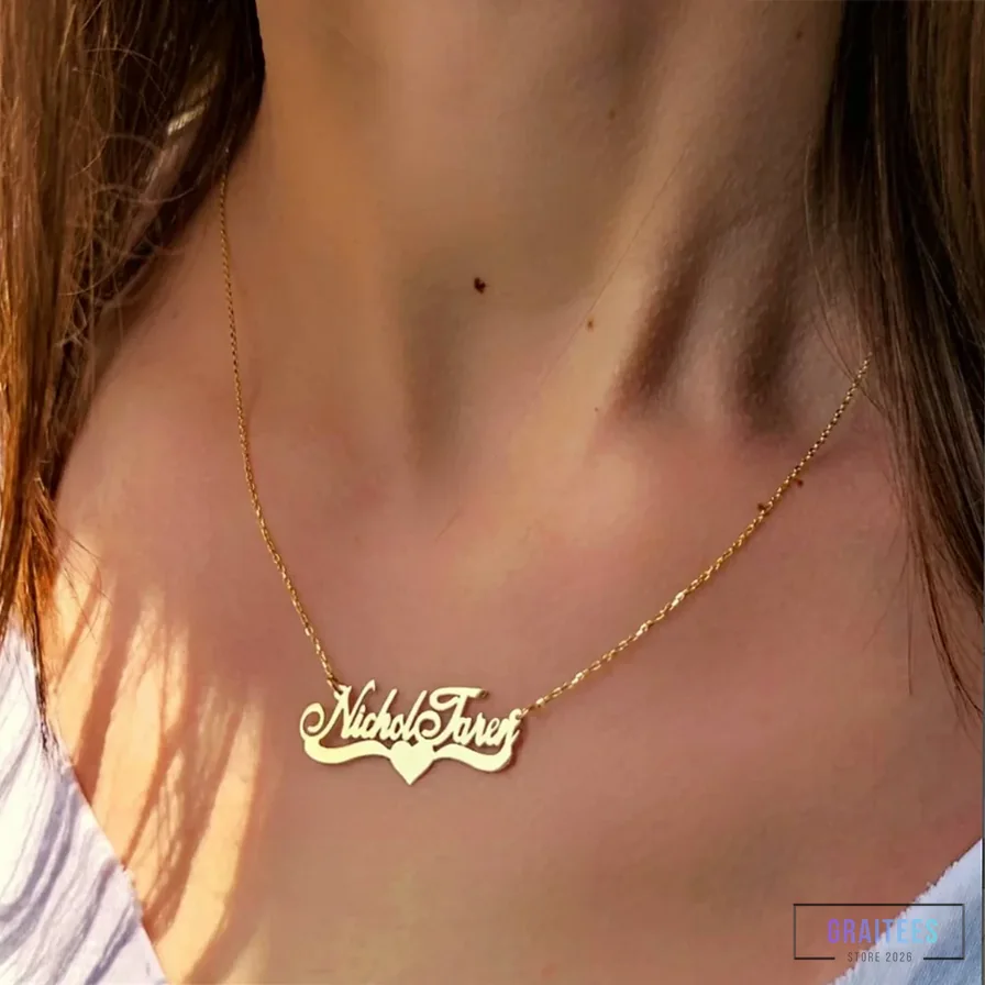 Graitees - Printed T - Shirt - Custom Name Necklace For Women Personalized Stainless Steel Jewelry Customized Engrave Nameplate Choker Necklace For Girlfriend Alx