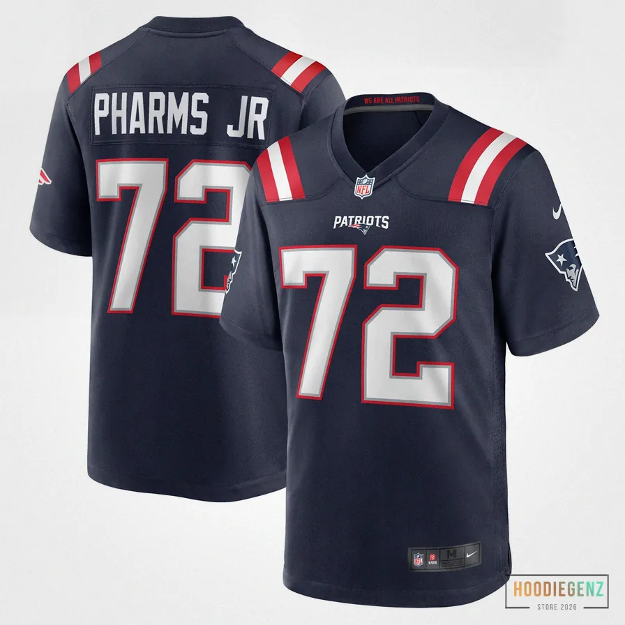 Hoodiegenz - Custom Name Jersey - Men'S New England Patriots Jeremiah Pharms Jr. Navy Game Player Jersey