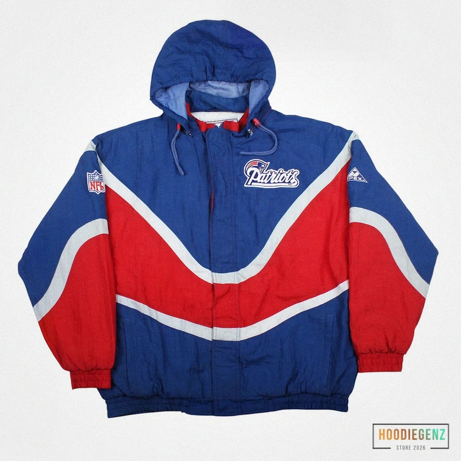 Hoodiegenz - Lightweight Jacket - Vintage 1990S New England Patriots Nfl Apex One Puffer Jacket Pro Line
