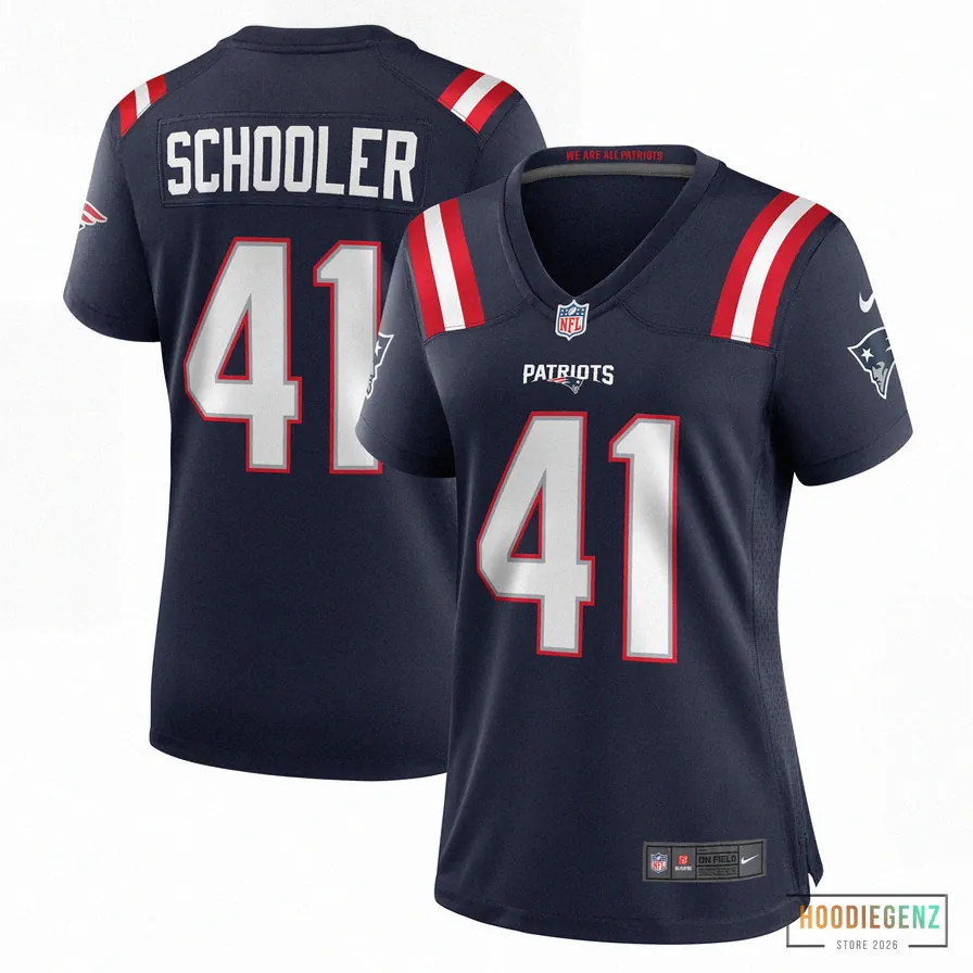 Hoodiegenz - Custom Name Jersey - Women'S New England Patriots Brenden Schooler Navy Game Player Jersey