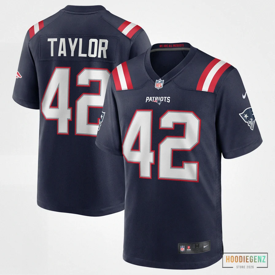 Hoodiegenz - Custom Name Jersey - Men'S New England Patriots J.J. Taylor Navy Team Game Jersey