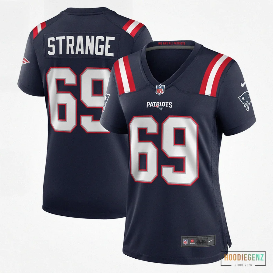Hoodiegenz - Custom Name Jersey - Women'S New England Patriots Cole Strange Navy Game Player Jersey