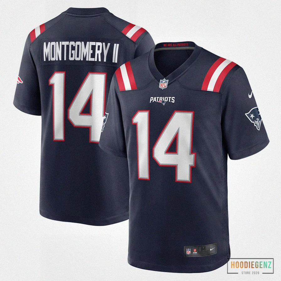 Hoodiegenz - Custom Name Jersey - Men'S New England Patriots Ty Montgomery Navy Game Jersey